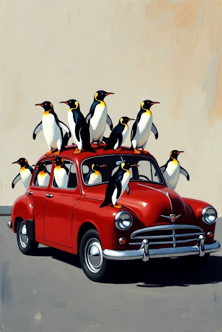 car full of penguins